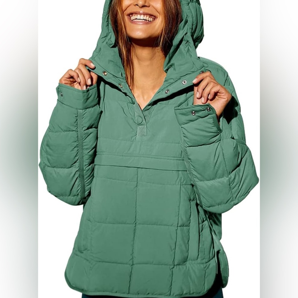 FP Movement Look Alike | Quilted Pullover Puffer Jacket | Green | Small